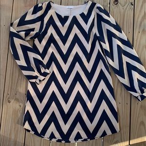 Chevron Navy and tan dress